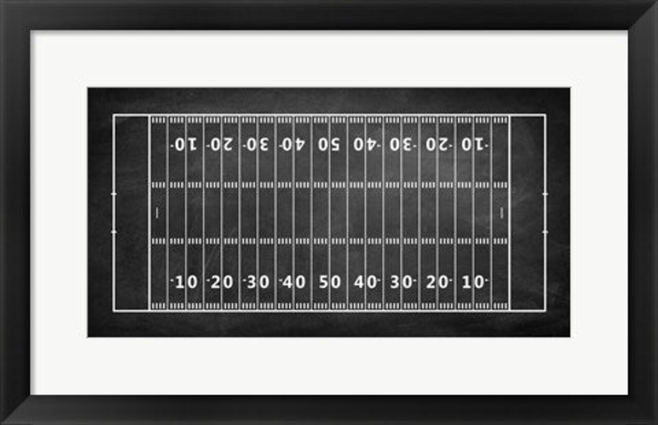 Framed Art American Football Field Chalkboard by Sports Mania Wall Decor 18x24 Artwork